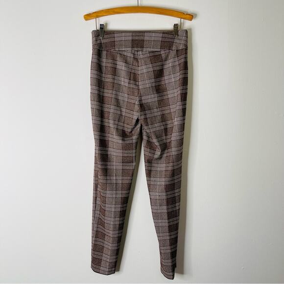 New Directions brown white burgundy plaid preppy stretchy pants 8 - Picture 5 of 7